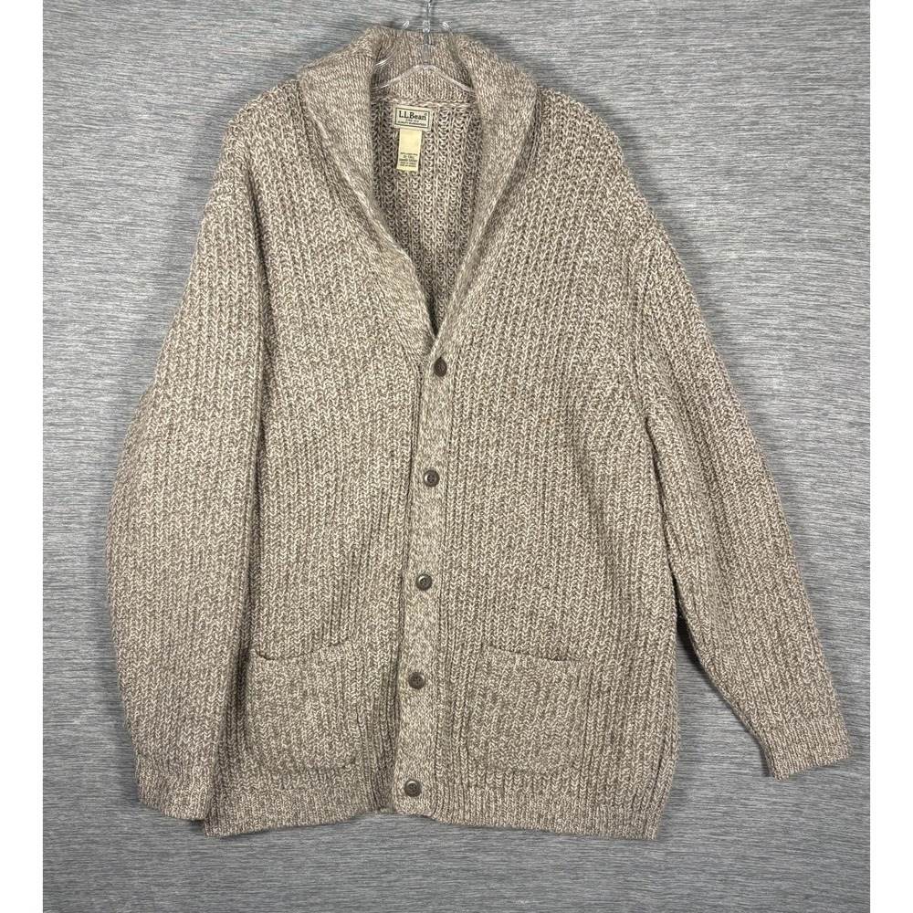 LL Bean Classic Ragg Wool Cardigan Sweater Mens XL Tall XLT Lambswool 515587